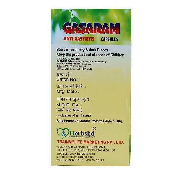 Ayurvedic Gasaram gas relief capsules 30's - Bestsata wholesale medicine supplier offering Medicine