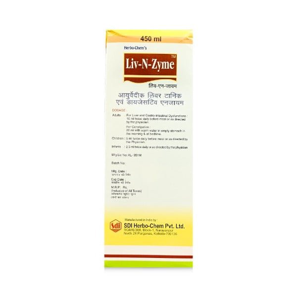 Ayurvedic Liv N Zyme Tonic 450ml. - Bestsata wholesale medicine supplier offering Medicine