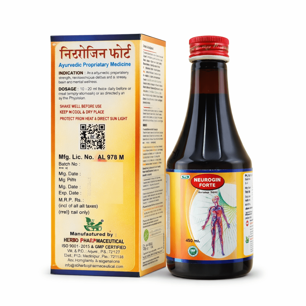 Neurogin Forte Syrup 450 ml Wholesale | Ayurvedic Nerve Tonic - Bestsata wholesale medicine supplier offering Medicine